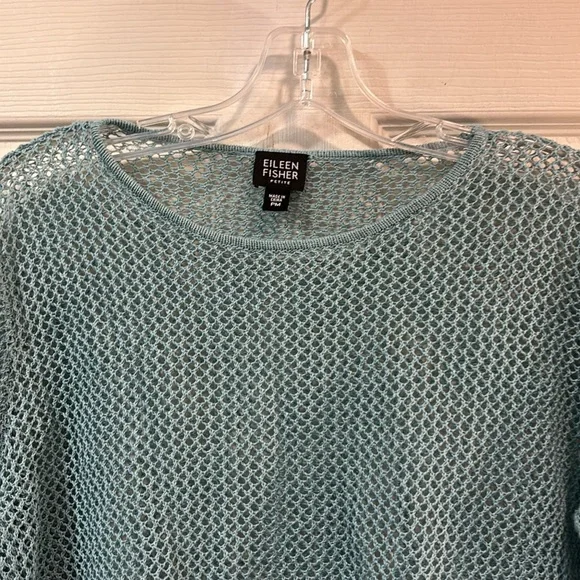 Eileen Fisher Blue Open-Knit Sweater - Picture 5 of 16